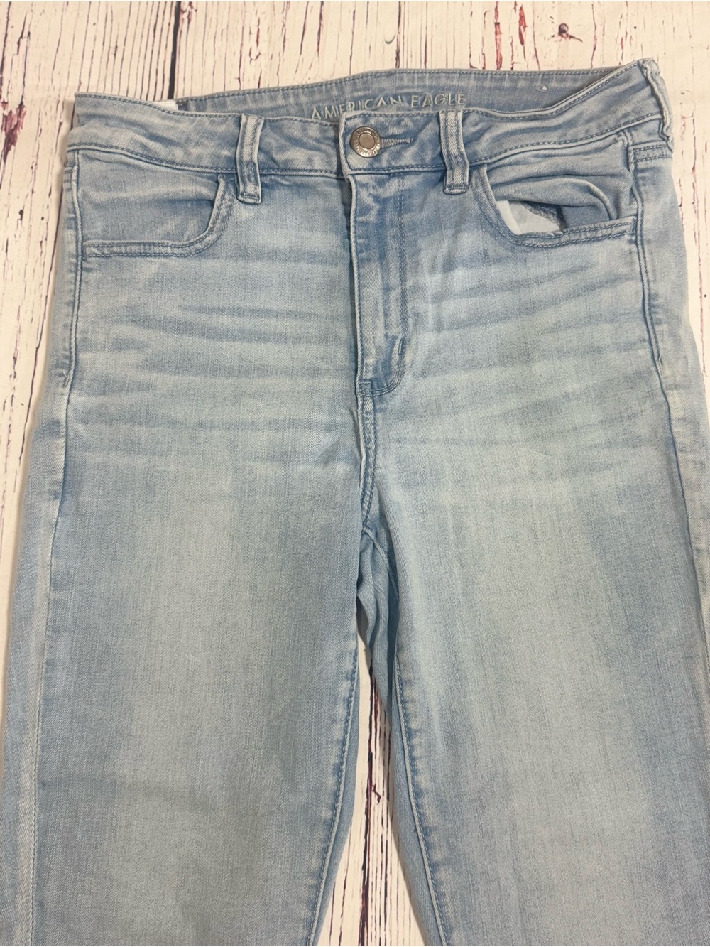 American Eagle Outfitters Pale Blue High-Rise Skinny Jeans